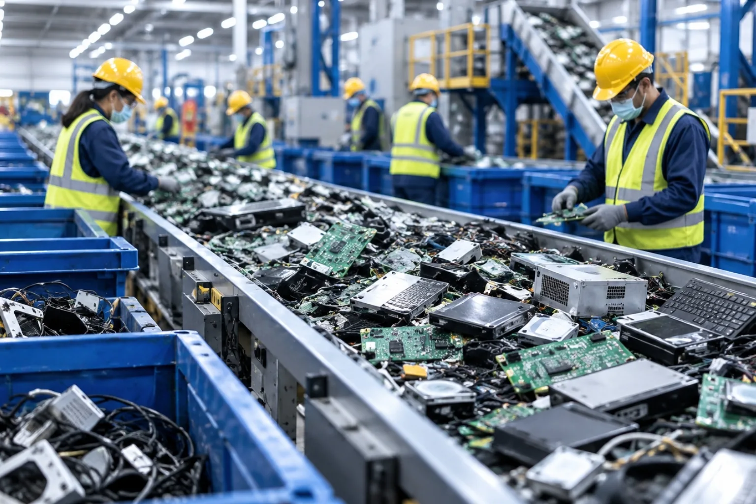 Old business computer equipment prepared for responsible electronics recycling